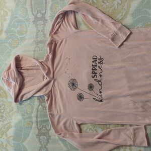 Girls Size S Pink Hoodie with Dandelion and Kindness Print